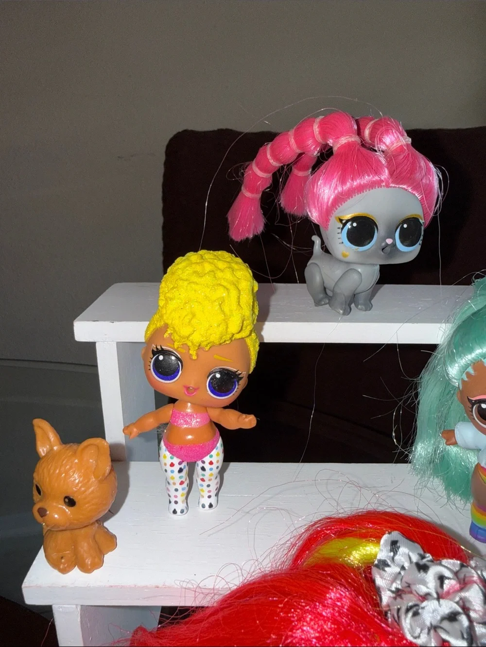 L.O.L. Surprise! Dolls Set with Red, Pink, Yellow, Mint & Gold Hair Accents